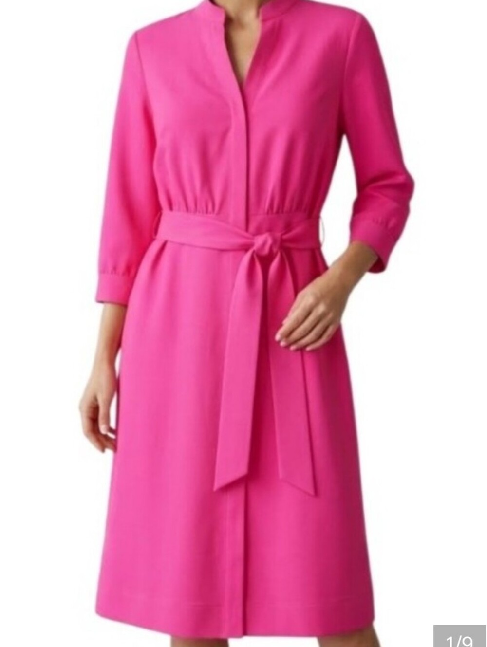 NWT Tory Burch JUDI Fuchsia Belted Front Slit Midi Dress - Picture 10 of 10